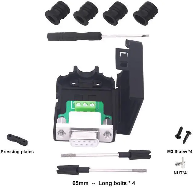 Alt view image 2 of 7 - Vszerda DB9 Solderless Connector Breakout Board RS232 D-SUB 9 Pin Serial to RXD TXD GND 235 Adapter Terminal Block with Case 2 Packs (Female)