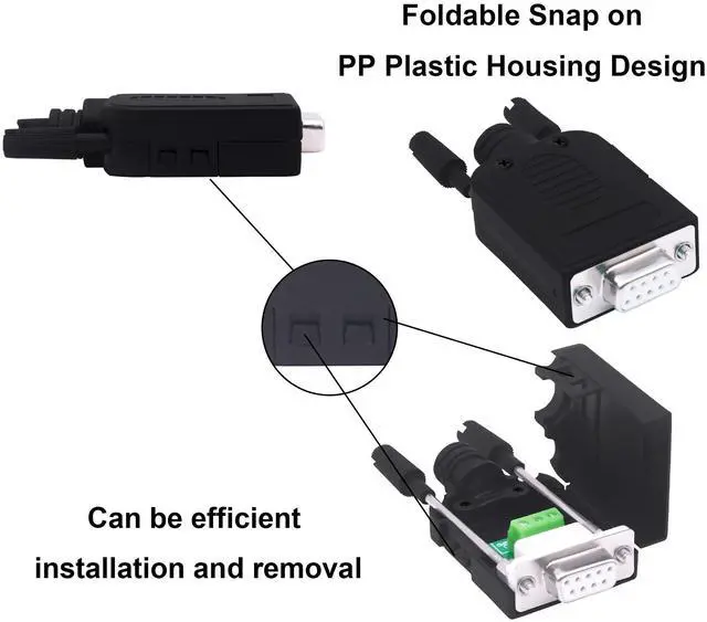 Alt view image 6 of 7 - Vszerda DB9 Solderless Connector Breakout Board RS232 D-SUB 9 Pin Serial to RXD TXD GND 235 Adapter Terminal Block with Case 2 Packs (Female)