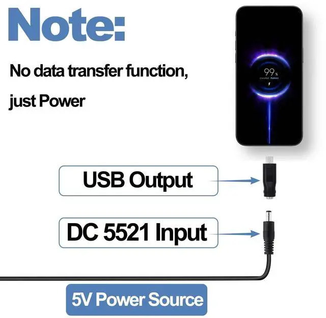 Alt view image 4 of 7 - Vszerda DC 5.5mm x 2.1mm to Micro USB Adapter DC 5521 Female to Micro USB Male Plug Converter Power Charger Connector for Laptop Tablet Smartphone -5pcs