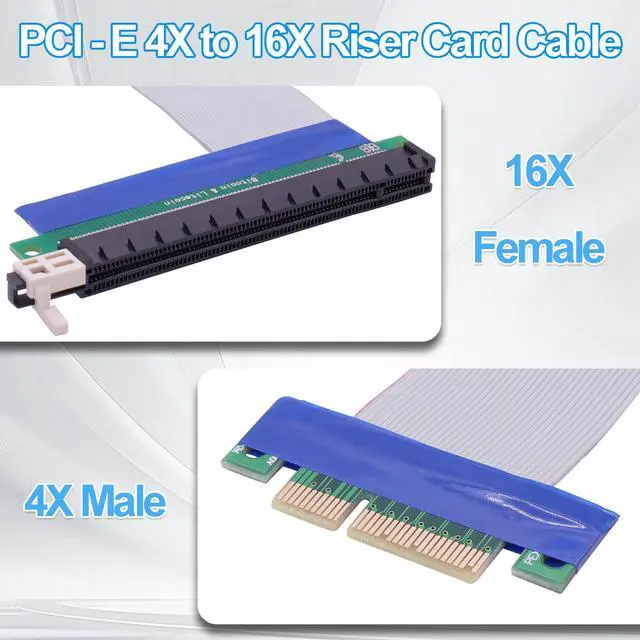 Alt view image 3 of 7 - Vszerda PCI-E 4X to 16x Riser Cable Adapter PCI Express 4X to 16x Riser Card Converter Extension Cable for Graphics SSD RAID Cards etc-19cm