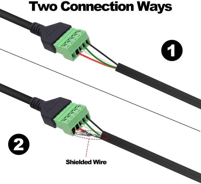 Alt view image 6 of 7 - Vszerda USB 2.0 A Screw Terminal Block Cable USB 2.0 Male to 5Pin Screw Terminal Block Solderless Adapter Cable with Shield terminals Pluggable Type A Converter Extension Cord 30cm-2Pcs