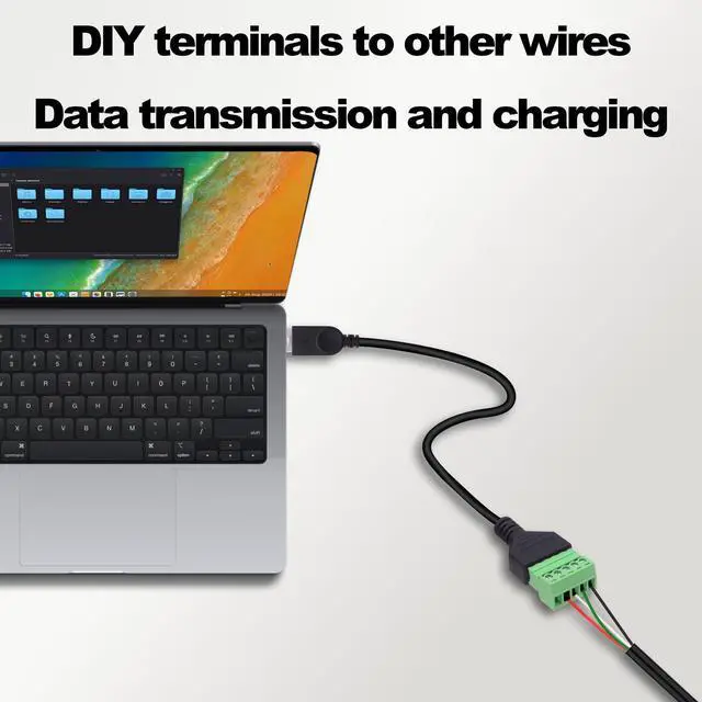 Alt view image 7 of 7 - Vszerda USB 2.0 A Screw Terminal Block Cable USB 2.0 Male to 5Pin Screw Terminal Block Solderless Adapter Cable with Shield terminals Pluggable Type A Converter Extension Cord 30cm-2Pcs