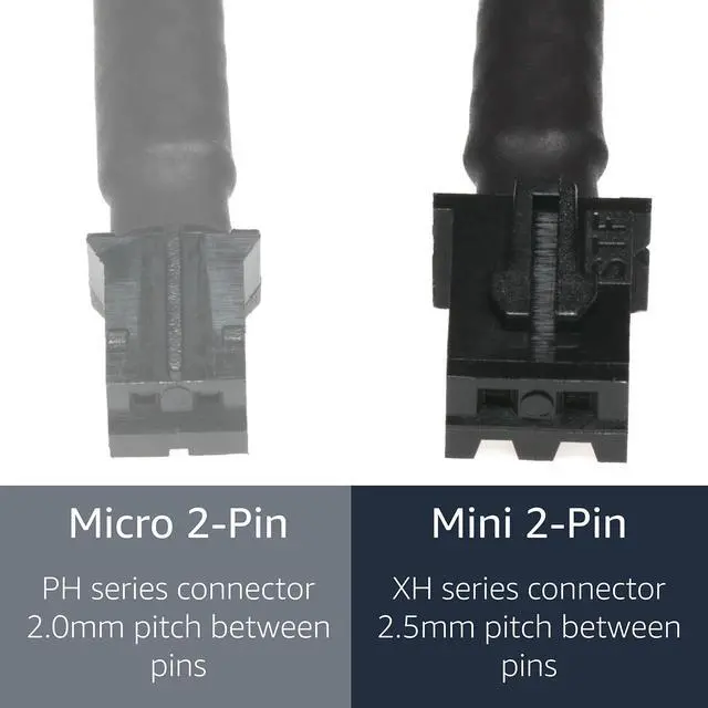 Alt view image 3 of 7 - Vszerda Mini 2-Pin Fan Adapter Cables (2-Pack) - 4-inch (10cm), Black Sleeved - Connect 3-Pin & 4-Pin PC Fans to Mini 2-Pin JST XH 2.5mm Headers