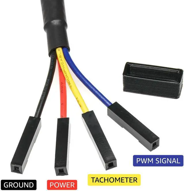Alt view image 2 of 4 - Vszerda Universal 4-Pin PWM PC Fan Adapter Cable - 6-inch, Black Sleeved - 2.54mm Breakout PC Cooling Fan Adapter for Non-Standard Fan Headers