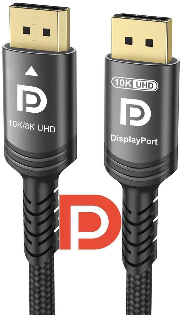Main image of Vszerda 10K 8K DisplayPort 2.1 Cable 54Gbps 6.6 FT, Certified DP to DP Cord 4K 240Hz 165Hz 144Hz 120Hz 10K 8K 120Hz Nylon Braided UHBR HDCP2.3 FreeSync G-Sync RTX5090 Gaming Monitor PC Projector