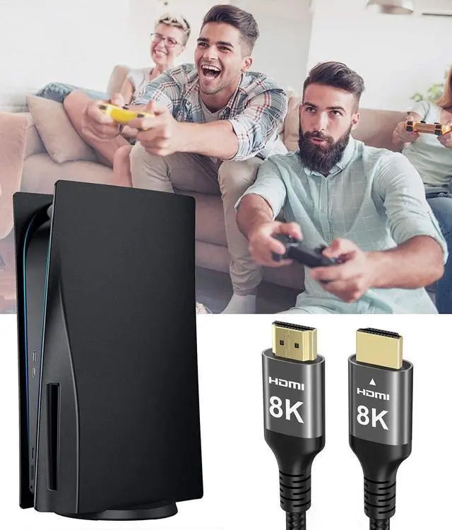 Alt view image 5 of 7 - Vszerda 8K HDMI Cable 48Gbps 33 FT, Nylon Braided High Speed HDMI® Cable 4k 120Hz 2k 165Hz 8k 60Hz 12bit eARC ARC Dolby Atmos HDR10+ HDCP2.3 Compatible for Gaming PC TV Soundbar Monitor Mac PS5 Xbox