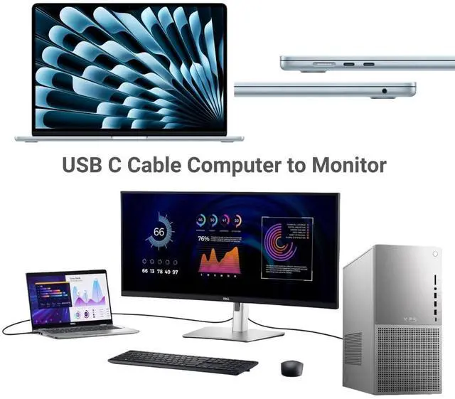 Alt view image 7 of 7 - Vszerda USB C to USB C Cable 40Gbps 6.6 FT, 240W 100W 60W USB4 Cable 24Pin for Thunderbolt4 Emarker USB Type C PD3.1 Video Audio Data Charger for iPhone16 16e 15 Galaxy S25 Display PC Mac Laptop