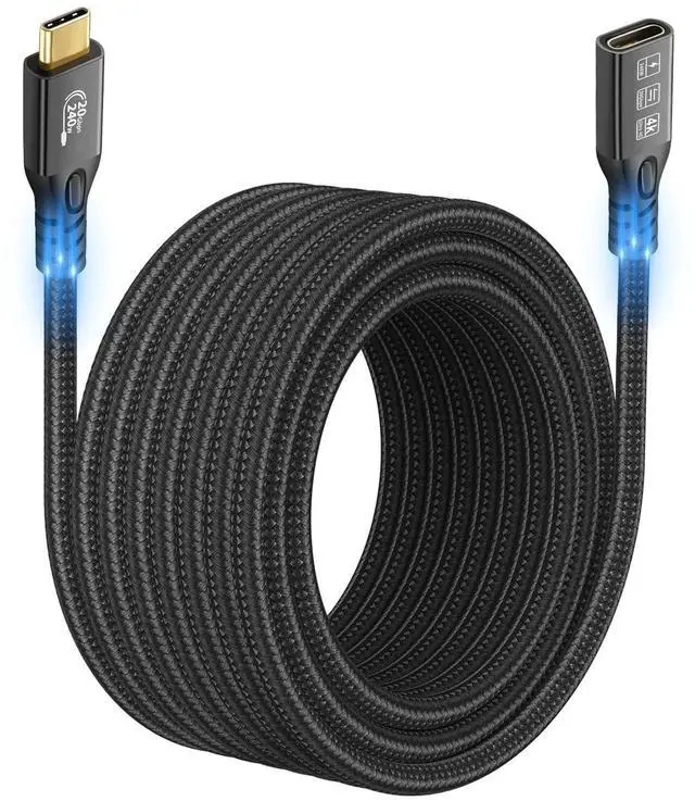 Main image of Vszerda 20Gbps USB C 3.2 Extension Cable, 10FT USBC 3.2 Gen2 Type-c Male to Female Extender Cable Ultra HD 4K@60Hz 240W Charging 20Gbps Data Transfer Compatible with External SSD eGPU