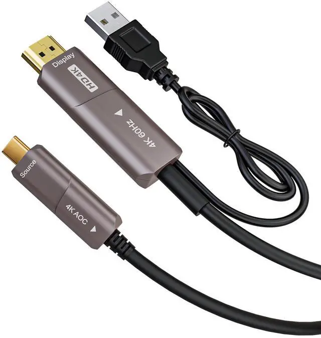 Alt view image 3 of 7 - Vszerda USB C to HDMI Optical Cable USB 3.1 Type C to HDMI 4K Thunderbolt 3/4 Compatible for MacBook Pro/Air (F0402-AOC-10M)