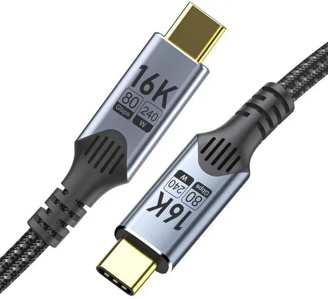 Main image of short usb c to usb c 1FT/0.3M Compatible With Thunderbolt 5 Cable high Speed 80Gbps Data Transfer,16K/8K/4K Video,type c to type c 240W PD Fast Charging for thunderbolt 4/3, Durable Braided Nylon