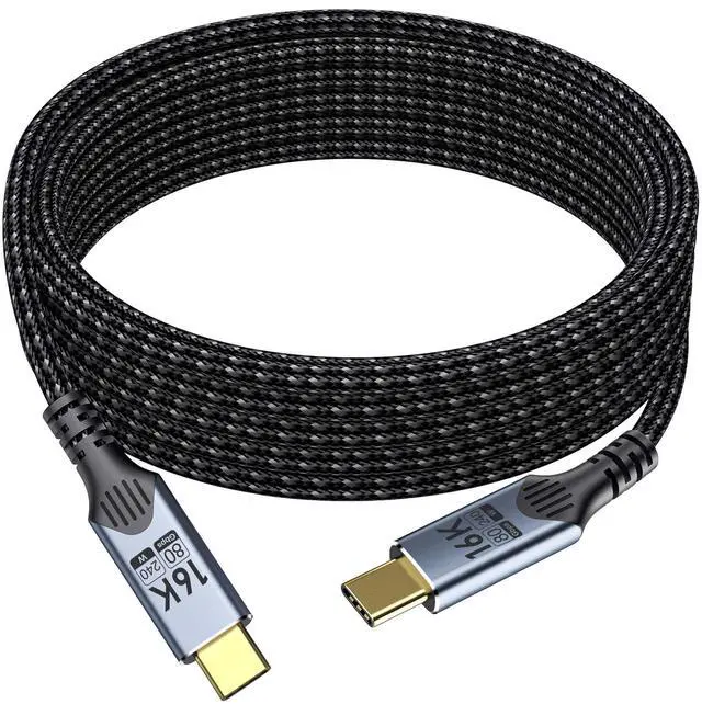 Main image of Vszerda long usb c to usb c 6FT/2M Compatible With Thunderbolt 5 Cable high Speed 80GbpsData Transfer,16K/8K/4K Video, Braided type c to type c Charger Cord, 240W PD Fast Charging for thunderbolt 4/3