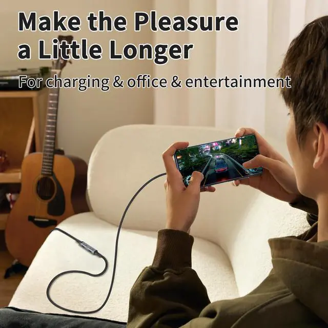 Alt view image 7 of 7 - Vszerda USB C Extension Cable 6.6ft, 100W Charging USB c 3.2 Extension Cable, high Speed 20gbps Data Transfer/4K Video usbc Female to usbc Male Compatible with Thunderbolt 4/3