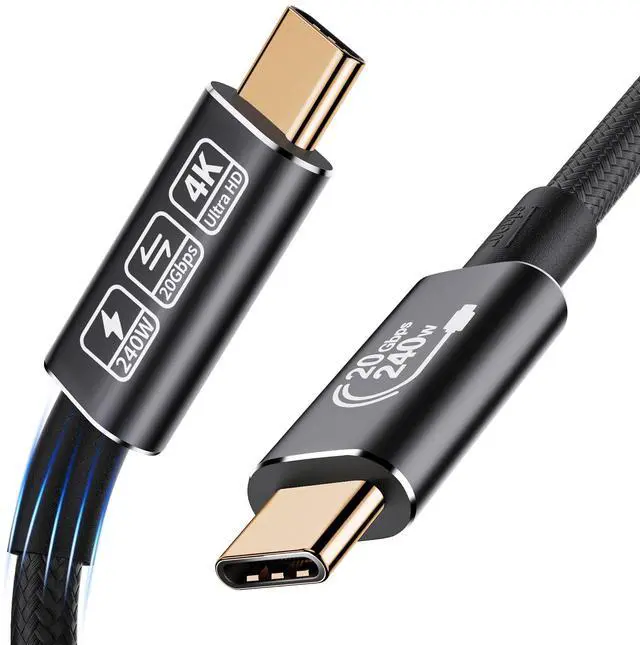 Main image of Vszerda USB-C to USB-C Data Transfer Cable, 3.3ft USB 3.2 Type-C, 20Gbps 240W PD Fast Charging, High-Speed Nylon Braided Cord