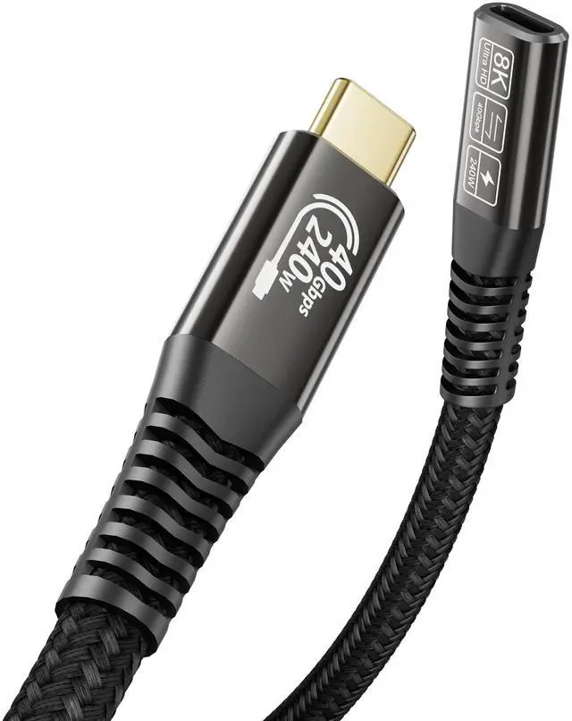 Main image of Vszerda USB c Extension Cable, USB C 4.0 Support PD 240W 48V5A, 40Gbps Transfer, 8K@60Hz, 6K/4K@60Hz Video Compatible with SSD eGPU Extender/Dock,Thunderbolt 3 & 4   1M/3.3FT
