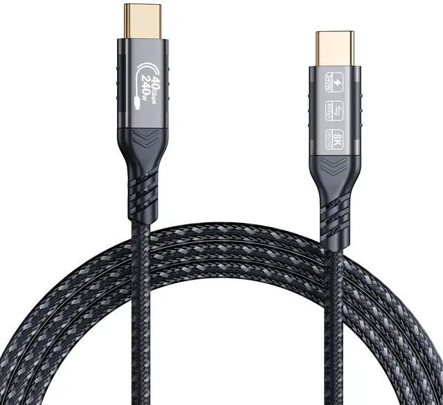 Main image of Vszerda Thunderbolt 4 6.6ft USB C Cable - Supports 40Gbps Data Transfer and 8K/4K Video - Compatible with Thunderbolt 4/3 Monitor, Hub, Docking Stations - Black
