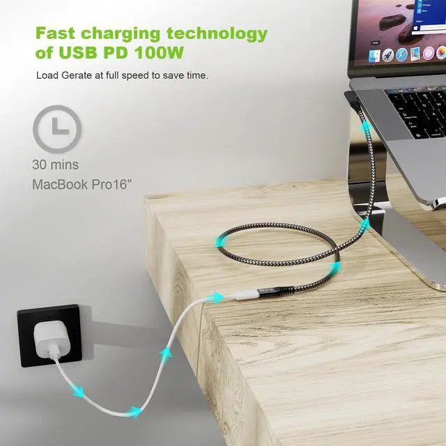 Alt view image 4 of 7 - Vszerda USB 3.2 Extension Cable 1.65FT, Short USB-C Extension Cable, Right Angle Male to Female Extension Charging. Supports 20Gbps/4K Video/PD 100W Compatible with Monitor & iPhone 15 /iPad Pro