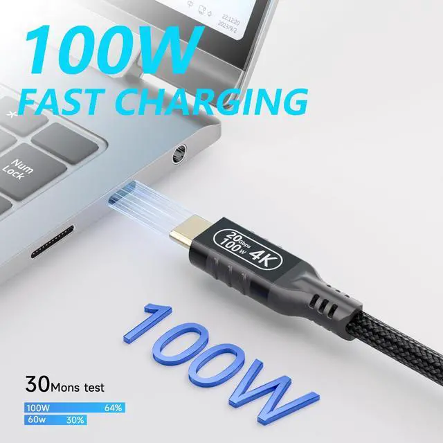 Alt view image 2 of 7 - Vszerda USB c Extension Cable 16.5ft/5M, USB c Long Charging 100w PD Fast Charging Cable,USB c Video Extension 4k Monitor Cable,USB c Male to USB c Female Cable,20gbps USB c 3.2 Extension Cable.