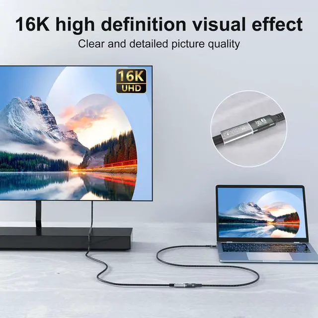 Alt view image 3 of 7 - usb type c extension cable short 0.6M/2FT Compatible with Thunderbolt 5 extender 80Gbps Data Transfer, USB c Male to USB c Female Cable, 8K/16K Display/PD 240W, for Thunderbolt 4/3/USB 5/4/SSD eGPU