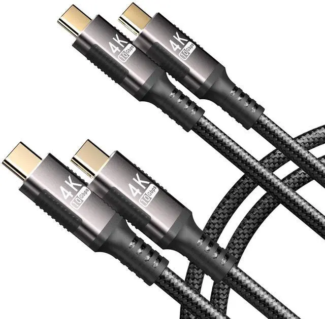 Main image of Vszerda USB-c to USB-c Cable 3.3ft 2 Pack Compatible with Thunderbolt 3,USB C 3.1 Cable 10Gbps Data Transfer,4K@60Hz/2K@120Hz Video Output Monitor Cord,Type-C Nylon Braided 100W Fast Charging.