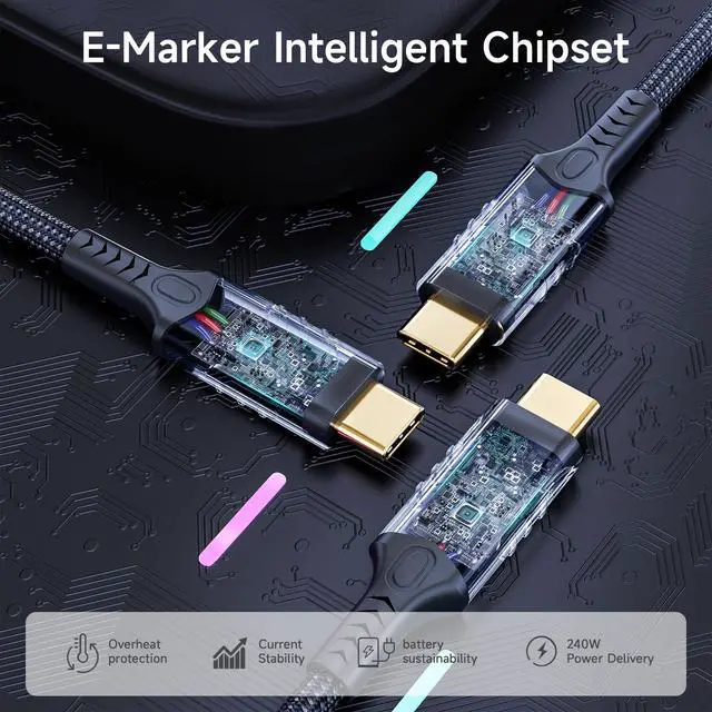 Alt view image 5 of 7 - short usb c to usb c cable 1ft Compatible With Thunderbolt 4 and Thunderbolt 3,usb4 cable 40gbps data,240W fast charging,Single 8K/Dual 4K Video,usbc male to male for Monitor, apply to Hub,Smartphone.