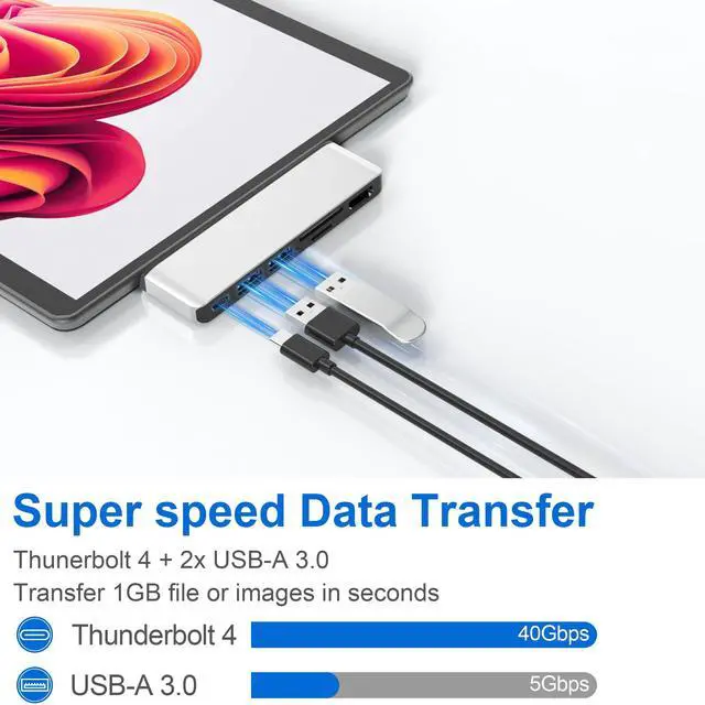 Alt view image 7 of 7 - Surface Pro 9/10/11/X USB Hub Docking Station, Surface pro 9 Accessories with 4K HDMI, USB-C Thunerbolt 4 (Display+Data+100W Charging), 2 USB 3.0, SD/TF, USB C Hub for Surface Pro 9/Pro10/Pro11/ProX