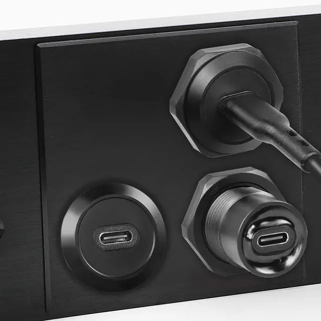 Alt view image 7 of 7 - Vszerda USB C Panel Threaded Fixed Mount Coupler Converter Adapter USB 3.1 Type C Female to Female Flush Panel Mount Connector 10Gbps 100W for Dashboard or Equipment Panel