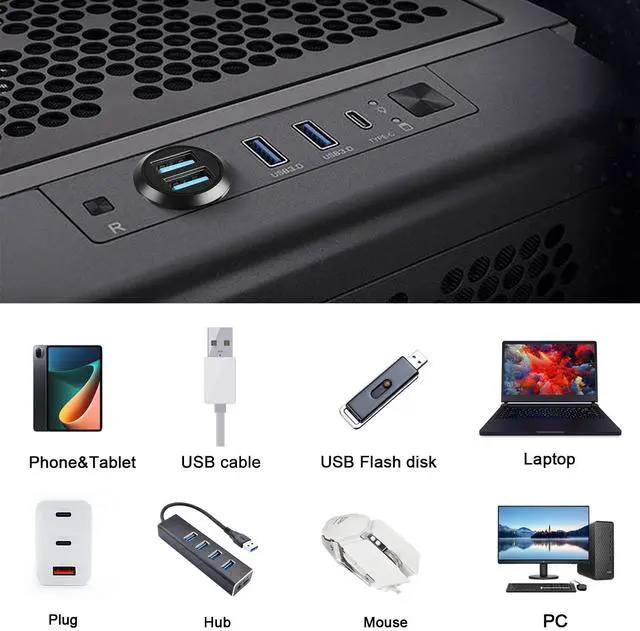 Alt view image 7 of 7 - Vszerda Dual Threaded USB3.0 Fixing Mount Adapter - 2 Female to 2 Female Round Connector, 2-Port Data Converter 5Gbps, 5V 2A for USB Data Transfer/Charging