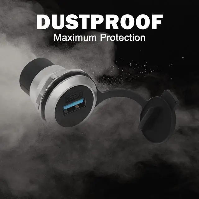 Alt view image 5 of 7 - Vszerda USB3.0 Panel Threaded Fixed Mount Coupler Adapter USB3.0 Female to Female Recessed Panel Mount Connector 5Gbps, Anti-loosening Gasket Dust-Proof Cover, for Dashboard or Device Panel