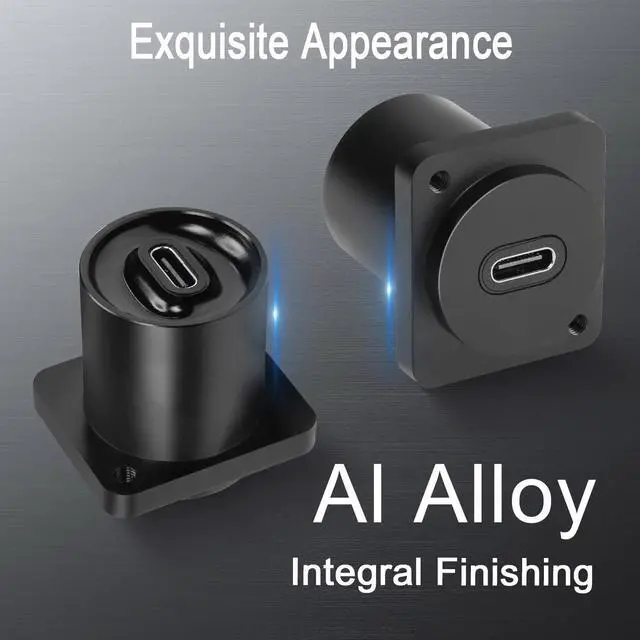 Alt view image 3 of 7 - Vszerda 10Gbps USB-C to USB-C Panel Mount Adapter, Type-C 3.1 Female to Female Straight Connector, 100W Charging, Integral Al Alloy Housing, D-Type/XLR Panel Mount, Extension