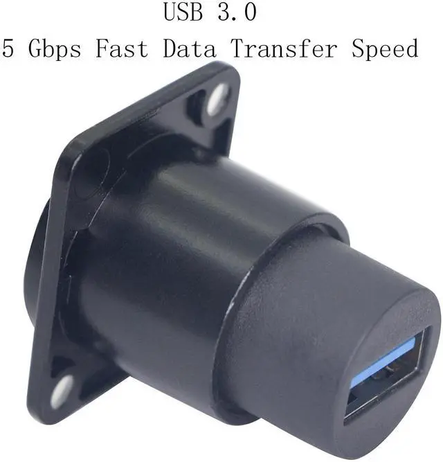 Alt view image 2 of 7 - Vszerda USB 3.0 D Panel Mount Solderless Connector, USB 3.0 Female to Female Coupler Socket Panel Mount Pass Through Adapter Super Speed Up to 5Gbps Audio Video etc Equipment,Black
