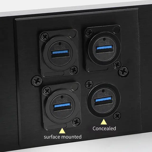 Alt view image 4 of 7 - Vszerda USB 3.0 D Panel Mount Solderless Connector, USB 3.0 Female to Female Coupler Socket Panel Mount Pass Through Adapter Super Speed Up to 5Gbps Audio Video etc Equipment,Black