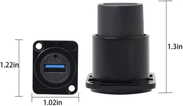 Alt view image 7 of 7 - Vszerda USB 3.0 D Panel Mount Solderless Connector, USB 3.0 Female to Female Coupler Socket Panel Mount Pass Through Adapter Super Speed Up to 5Gbps Audio Video etc Equipment,Black