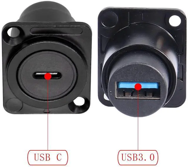 Alt view image 2 of 7 - Vszerda D-Type Panel Mount Coupler USB C to USB A Female Panel Fixed Pass Through Module Converter USB 3.0 to Type C Data Transmission Adapter for Audio Video Network Industrial Equipment