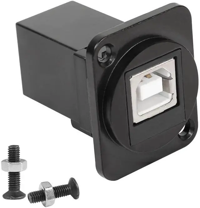 Main image of Vszerda D-Type USB B 2.0 Panel Mount Solderless Connector, USB Type B Female to Female Coupler Socket Panel Mount Pass Through Adapter Fixed Panel Front and Rear Straight USB B Extender