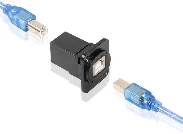 Alt view image 3 of 7 - Vszerda D-Type USB B 2.0 Panel Mount Solderless Connector, USB Type B Female to Female Coupler Socket Panel Mount Pass Through Adapter Fixed Panel Front and Rear Straight USB B Extender