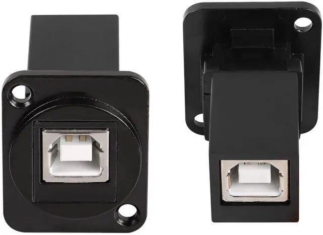 Alt view image 2 of 7 - Vszerda D-Type USB B 2.0 Panel Mount Solderless Connector, USB Type B Female to Female Coupler Socket Panel Mount Pass Through Adapter Fixed Panel Front and Rear Straight USB B Extender