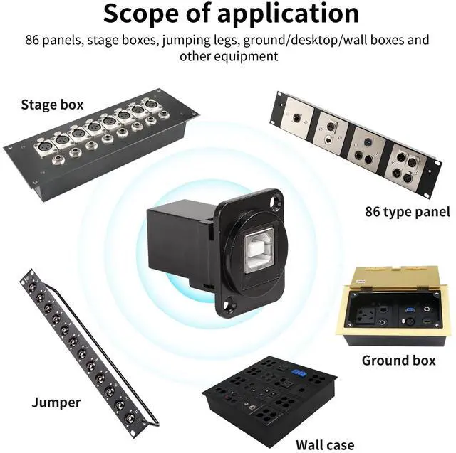 Alt view image 4 of 7 - Vszerda D-Type USB B 2.0 Panel Mount Solderless Connector, USB Type B Female to Female Coupler Socket Panel Mount Pass Through Adapter Fixed Panel Front and Rear Straight USB B Extender