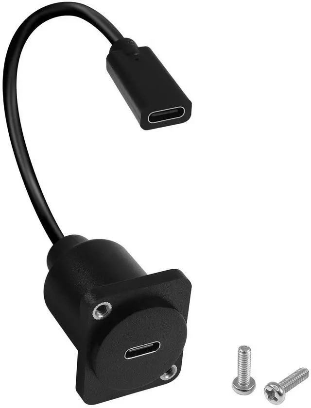 Main image of Vszerda 10Gbps USB C Panel Mount Adapter 100W USB3.1 Type C Female to Female Shorting Connector Mount Socket, D Panel/XLR Panel Mount, for Data Transfer and 20V/5A Charging, 20cm/7.8in