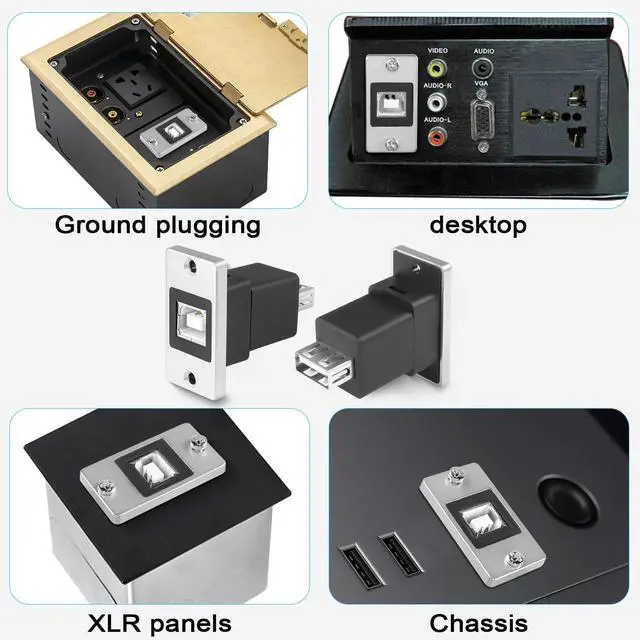 Alt view image 7 of 7 - Vszerda USB B to USB 2.0 Rectangular Panel Print Adapter USB B Female to USB 2.0 Female Fixed Mount Data Connector, Mounted on Desktop, Device Board, for Printer Scanner Fax Hard Drive