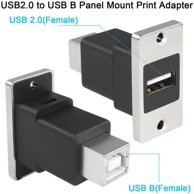 Alt view image 2 of 7 - Vszerda USB2.0 to USB B Panel Mount Print Adapter, USB 2.0 Female to USB B Female Rectangular Connector, Printer Socket, Scanner, Fax, PC, Laptop