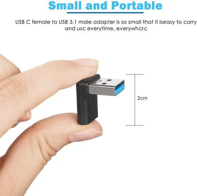 Alt view image 6 of 7 - Vszerda 90°USB 3.1 to USB C Adapter USB A Male to Type C Female Right Angle Coupler 10Gbps OTG Data Transfer Connector for Smartphone Laptop Tablet, Black, 5 Pcs