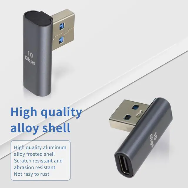Alt view image 5 of 7 - Vszerda 90°USB 3.1 to USB C Adapter USB A Male to Type C Female Right Angle Coupler 10Gbps OTG Data Transfer Converter Connector for Smartphone,Tablet,2 Pcs