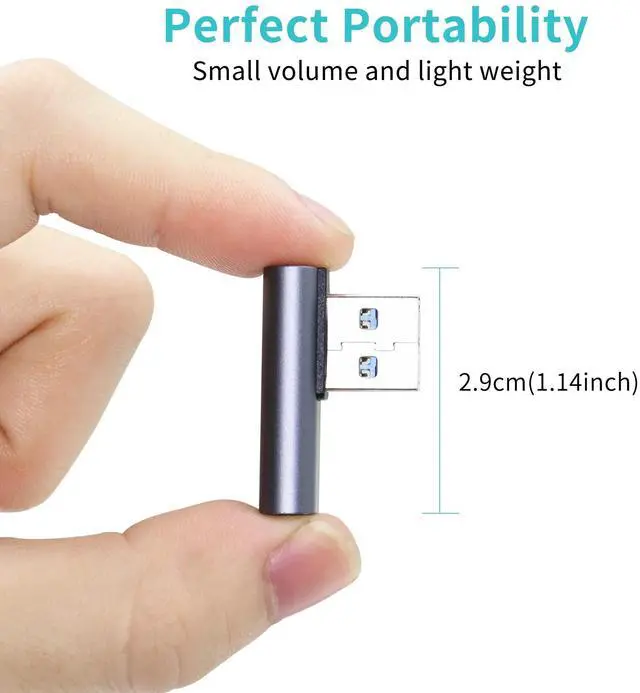 Alt view image 7 of 7 - Vszerda 90°USB 3.1 to USB C Adapter USB A Male to Type C Female Right Angle Coupler 10Gbps OTG Data Transfer Converter Connector for Smartphone,Tablet,2 Pcs