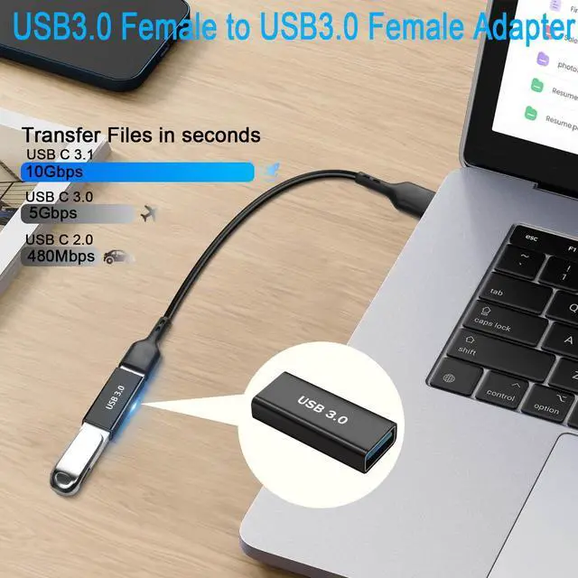 Alt view image 5 of 6 - Vszerda USB3.0 Female to USB3.0 Female Adapter Coupler USB3.0 Jack to Jack Charging Data Connector Extender Socket 5Gbps/10Gbps 5V/3A, Al Alloy Shell, for Laptop Tablet USB Drive, 2Pcs