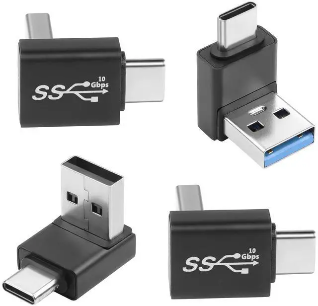 Main image of Vszerda USB3.1 Male to USB C Male 90° Angle Adapter 10Gbps USB3.1 to USB C Charging Connector Right Angle Plug QC60W/PD15W (only A to C), for Phone Wall Charger,4Pcs(2 Up+2 Down)/Positive Bend