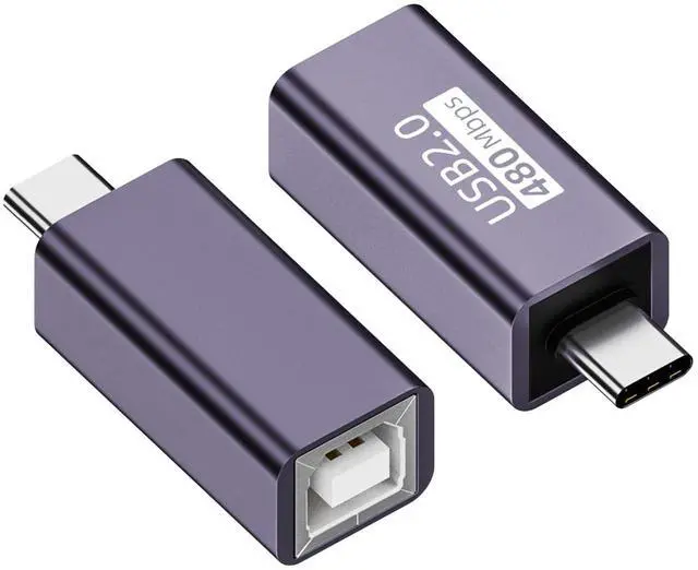 Main image of Vszerda USB C Male to USB B Female Printer Adapter Type C Plug to MIDI Jack Electronic Musical Connector 480Mbps 20W 9V2A Charging,Al Case,for Phone Laptop Printer Electronic Pianos/Drum, 2Pcs