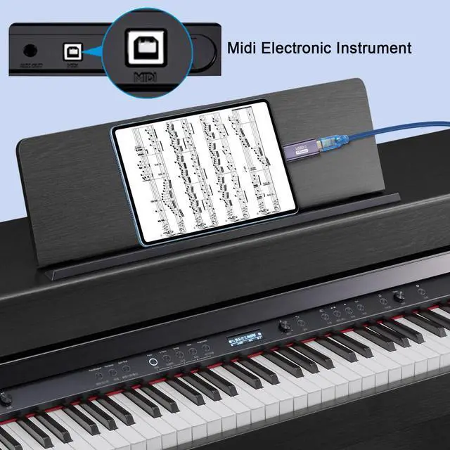 Alt view image 4 of 7 - Vszerda USB C Male to USB B Female Printer Adapter Type C Plug to MIDI Jack Electronic Musical Connector 480Mbps 20W 9V2A Charging,Al Case,for Phone Laptop Printer Electronic Pianos/Drum, 2Pcs