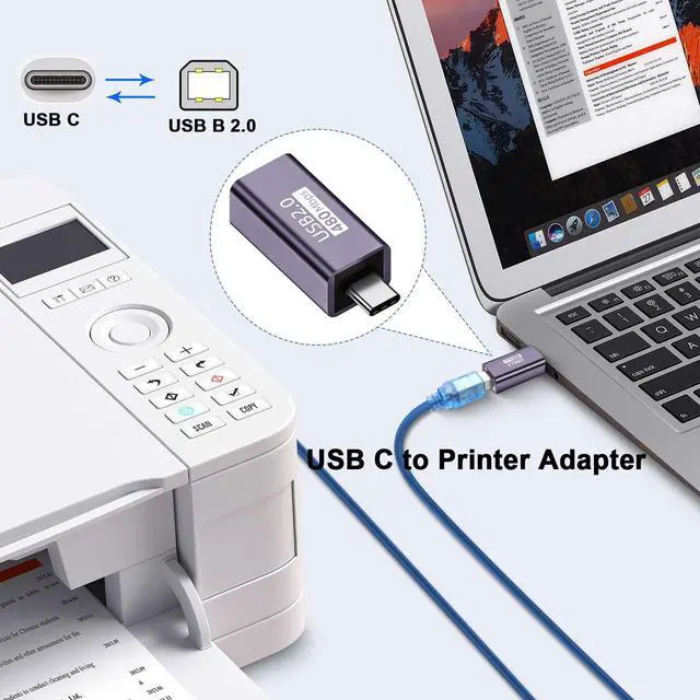 Alt view image 3 of 7 - Vszerda USB C Male to USB B Female Printer Adapter Type C Plug to MIDI Jack Electronic Musical Connector 480Mbps 20W 9V2A Charging,Al Case,for Phone Laptop Printer Electronic Pianos/Drum, 2Pcs