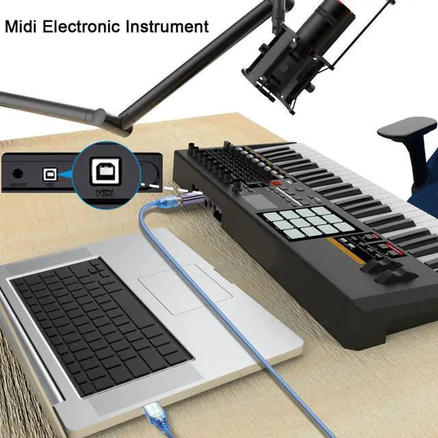 Alt view image 4 of 7 - Vszerda USB B Male to Female Printer Connector MIDI Plug to Jack Electronic Musical Instrument Adapter 480Mbps 7W Charging,Al case, for Extend USB B/MIDI Port Printer Scanner Electronic/Drum, 2pcs