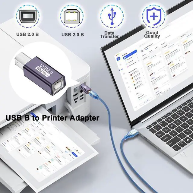Alt view image 3 of 7 - Vszerda USB B Male to Female Printer Connector MIDI Plug to Jack Electronic Musical Instrument Adapter 480Mbps 7W Charging,Al case, for Extend USB B/MIDI Port Printer Scanner Electronic/Drum, 2pcs